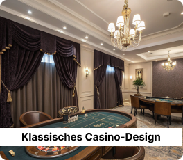 Die Zimmer sind im Stil eines klassischen Casinos eingerichtet 1.