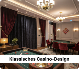 Die Zimmer sind im Stil eines klassischen Casinos eingerichtet 3.